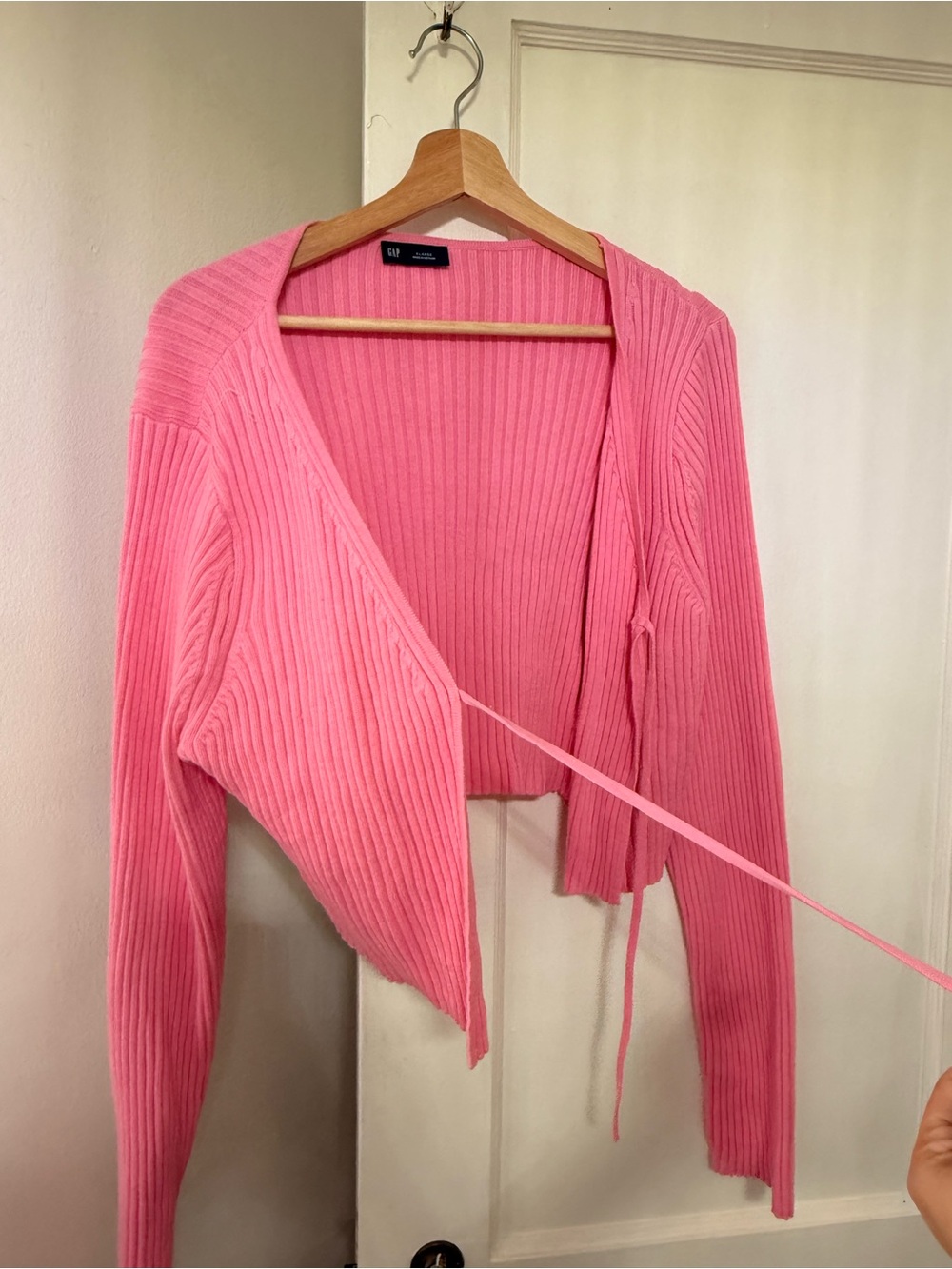 GAP Pink Ribbed Open-Front Sweater - Picture 3 of 3